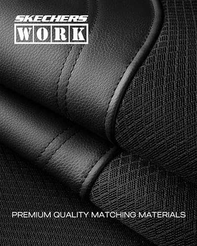 Skechers Car Seat Covers, Work Leather Seat Covers 5-Times Stronger Built-in Webbing, Oxford Fabric Seat Cover Full Sets, Airbag Compatible, Automotive Comfort for Cars, Trucks, SUVs,Black