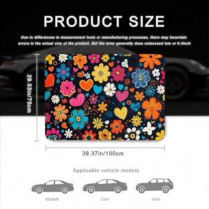 Car Trunk Mat - Universal Size 29" x 39", Floral Pattern Cargo Liner, Car Accessory for SUVs/Sedan/Wagons, Durable Protective Mat, Trunk Liner for Families/Travel Enthusiasts (Flowers-3)