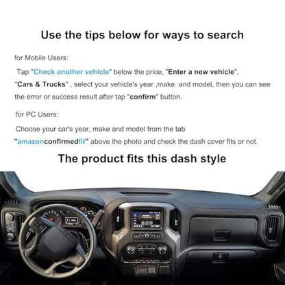 Yiz Dash Cover Mat Custom Fit for 2019-2025 Chevy Chevrolet Silverado 1500 2500HD 3500HD/2019-2023 GMC Sierra 1500 2500HD 3500HD w/o Head Up Display and Speaker Cutout,Dashboard Pad Carpet(Black) J130 - color: 19-21Black
