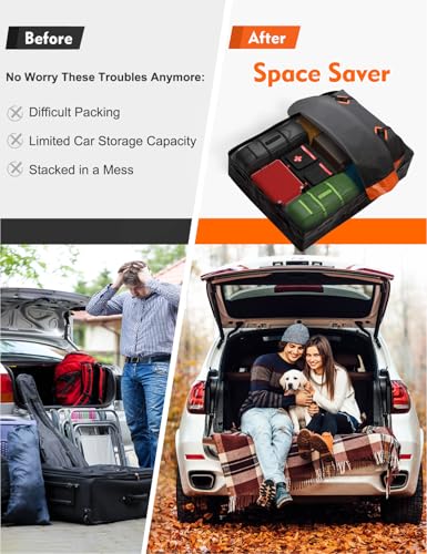 FIVKLEMNZ 30 Cubic Car Rooftop Cargo Carrier Roof Bag Waterproof for All Top of Vehicle with/Without Rack Includes Topper Anti-Slip Mat + Reinforced Straps + 6 Door Hooks + Luggage Lock - size: 30 Cubic Feet
