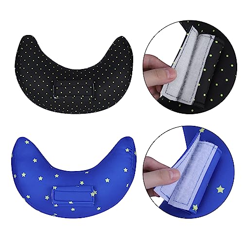 Kids Car Seat Travel Neck Pillow Soft Neck Support Cushion Car Seat Belt Cover Cushion Pillow Car Seatbelt Shoulder Pad Head Neck Support Pillow Seat Strap Pillow for Car Airplane Pushchair Travel - color: Blue+black