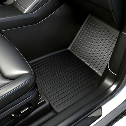 SUPER LINER 2025 2026 Tesla Model Y Juniper Floor Mats & Accessories & Extra-Thick TPE Cargo Liners CabinProtect™ for 5-Seater | All-Weather Pet & Child-Friendly System(Only fit Premium&Performance) - size: 10-Piece Set | Large