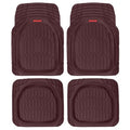 Motor Trend FlexTough Tortoise - Heavy Duty Rubber Floor Mats for Car SUV Van & Truck - All Weather Protection - Deep Dish (Burgundy)