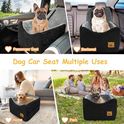 Dog Car Seat for Small/Medium Dogs, Memory Foam Dog Booster Seat, Travel Safety Per Car Seat with Washable Removable Cover, Storage Pockets, up to 35 lbs(BlackGray) - color: Black/Gray