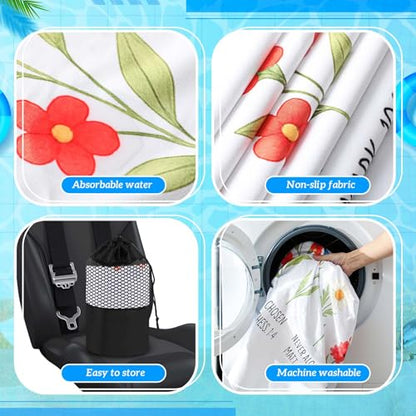 Hahafelt Car Seat Towel Covers with Storage Bag, 63 x 32 Inch Universal Non Slip Waterproof Sweat Protector for Car Truck, Gym Swimming Running, Machine Washable(2 Pack,Christian Floral) - style: Christian Floral