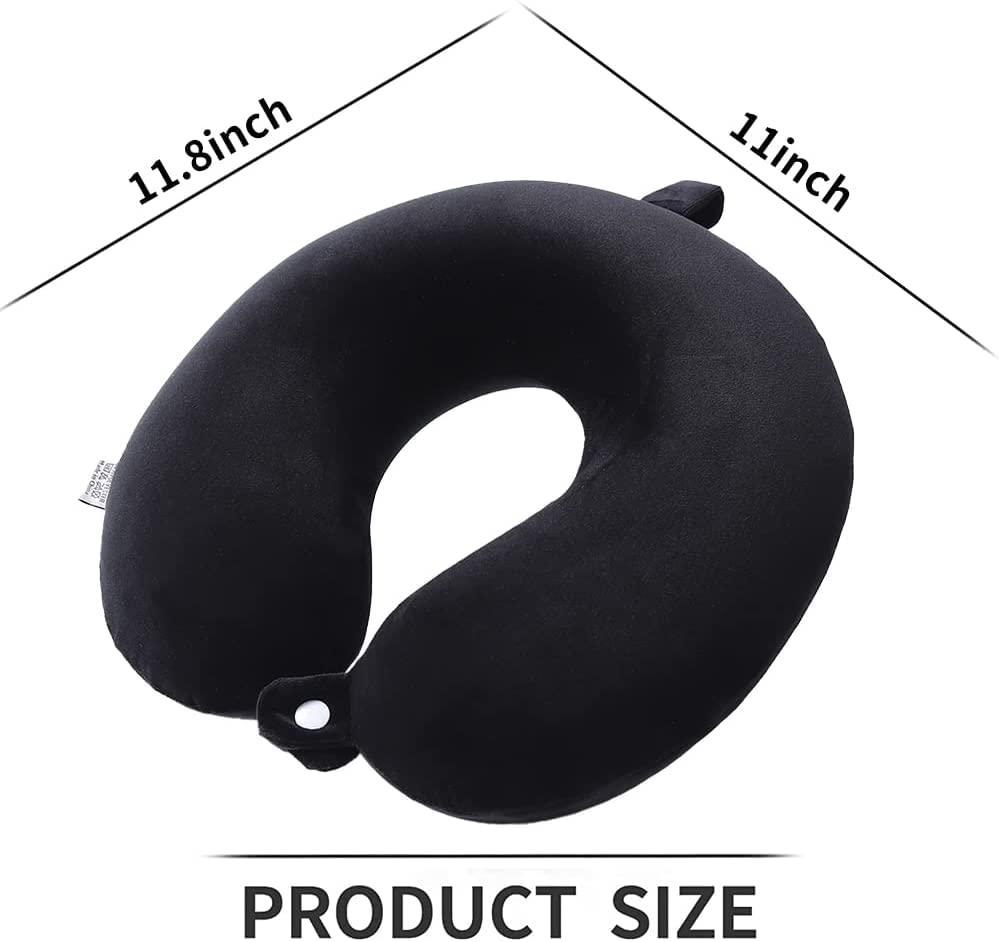 GDEOUP Travel Pillow - Memory Foam Neck Pillow Support Pillow,Luxury Compact & Lightweight Quick Pack for Camping,Sleeping Rest Cushion (Black) - color: Black