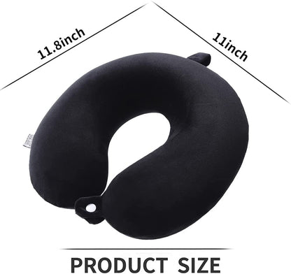 GDEOUP Travel Pillow - Memory Foam Neck Pillow Support Pillow,Luxury Compact & Lightweight Quick Pack for Camping,Sleeping Rest Cushion (Black) - color: Black