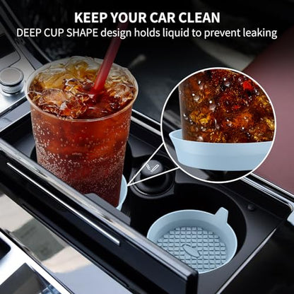 Car Cup Holder Coasters [4 Pack] Silicone Cups Mats, Automotive Universal Non-Slip Recessed Interior Accessories Ether - color: 4 Pack-ether