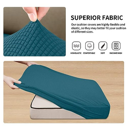 Easy-Going Stretch Individual Loveseat Couch Cushion Cover Sofa Cushion Furniture Protector Sofa slipcover Soft Flexibility with Elastic Bottom (2-piece Loveseat Cushion Cover, Peacock Blue) - color: Peacock Blue, size: 2-piece