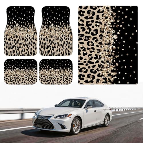 Automotive Floor Mats 5 Pcs, Universal Car Floor Mats, Leopard Print Cargo Liner, Car Accessory for SUVs/Sedan/Wagons, Durable Protective Mat, Trunk Liner for Families/Travel Enthusiasts - style: Bundle 10