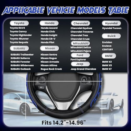 Ventilated Heart-Shaped Steering Wheel Cover with Anti-Slip Leather Grip. Compatible with Ford, Toyota, Honda, Nissan, and Chevrolet Vehicles for 14.5-15.2 inch Round Steering Wheels. - color: Love Blue