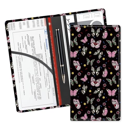 Leather Car Registration and Insurance Card Holder, Cute Car Accessories Vehicle Glove Box Car Organizer for Documents, Cards, License Cute Butterfly - color: Cute Butterfly