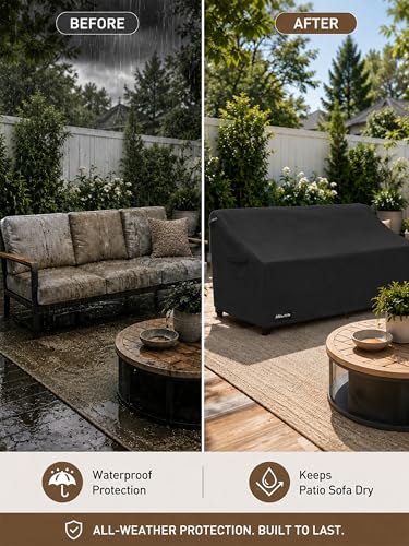ANartcle 3-Seater Patio Sofa Cover,85W x 37D x 35H Inches Outdoor Couch Cover,100% Waterproof Heavy Duty Patio Sofa Covers,Patio Furniture Covers,Black - color: Sofa-Black, size: 85"W x 37"D x 35"H