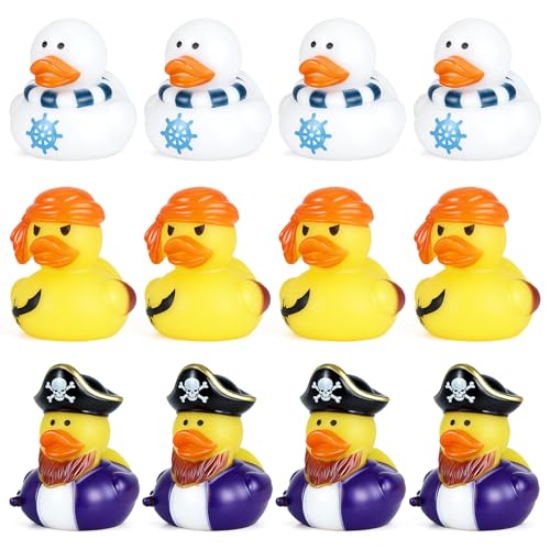 12-Pack Mini Pirate Rubber Ducks, 3 Unique Designs - Funny Duck Decorations for Pirate Party Decor & Carnival Favors, Premium Material for Adults & Party Enthusiasts - color: Style9