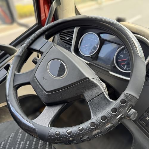 XL Size 17.5-18 in Race Grip Steering Wheel Cover for Semi Truck, Fits RV, Big Rig Trucker, 18 Wheeler and Classic Cars, Anti-Slip Silicone Perforated Design 17.5-18 Inch (Racing Black) - color: 1.Black, size: Extra Large Size[17 1/2''-18'']