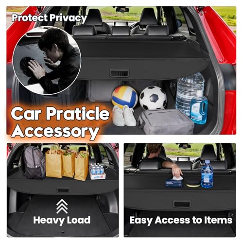 Powerty Retractable Cargo Cover for 2019-2025 Toyota RAV4, Canvas Texture Trunk Cover Privacy Screen Rear Security Shade for RAV4 Accessories (with Extented Cover) - size: 2019-2025 | Toyota RAV4 | Extra Flaps