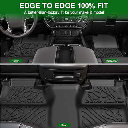 Floor Mats for 2014-2019 Chevy Silverado & GMC Sierra 1500 (Only 19 LD ), for 2015-2019 Silverado/Sierra 2500/3500, Crew Cab Bucket Seat Only, TPE All Weather Durable Mats - size: 2014-2019 | For Chevy Silverado/GMC Sierra