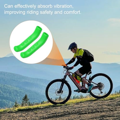 HARFINGTON 1 Pair Bike Brake Lever Cover Silicone Brake Lever Grip Protector Anti-Slip Brake Handle Protection Covers Sleeve for Mountain Road Bike Cycling, Green - color: Green