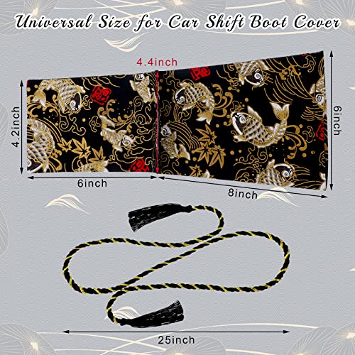 Frienda Car Shift Knob Cover JDM Ancient Japanese Antiquity Element Shift Boot Cover Car Boots Automotive Knob with Rope for Truck(Koi Fish)