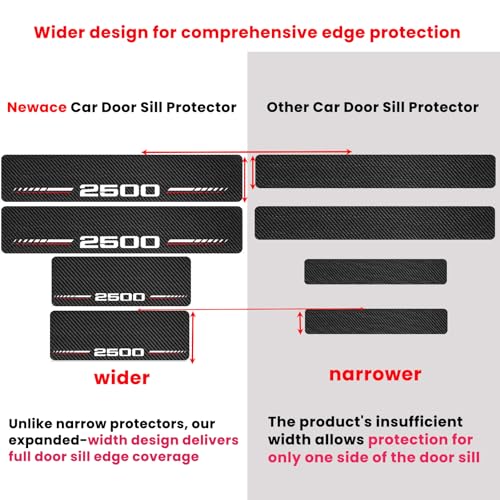 Car Door Sill Protectors Compatible with Dodge RAM 2500 Accessories- 4Pcs Door Entry Guard Scuff Sill Protector Plate- Carbon Fiber Anti-Scratch Sticker- Upgraded Full Coverage