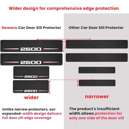 Car Door Sill Protectors Compatible with Dodge RAM 2500 Accessories- 4Pcs Door Entry Guard Scuff Sill Protector Plate- Carbon Fiber Anti-Scratch Sticker- Upgraded Full Coverage