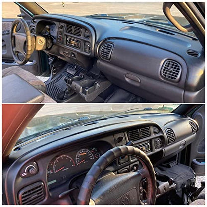 ECOTRIC Dashboard Cover Compatible with 1998-2001 Dodge Ram 1500/1998-2002 Dodge Ram 2500 3500 Black Dash Pad Cover - size: Medium