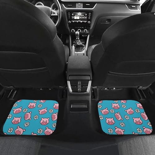 Pig Flower Blue Car Floor Mats Front & Rear Car Mats Universal Fit for SUV,Vans,sedans, Trucks,Set of 4pcs Car Carpet - color: Pig Flower Blue