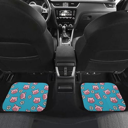 Pig Flower Blue Car Floor Mats Front & Rear Car Mats Universal Fit for SUV,Vans,sedans, Trucks,Set of 4pcs Car Carpet - color: Pig Flower Blue