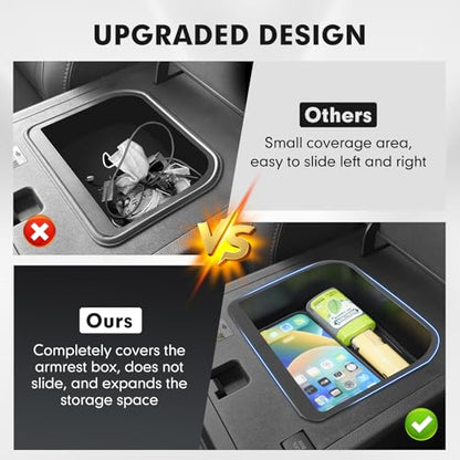 Autorder 2PCS Center Console Organizer for 2024-2026 Toyota Land Cruiser Prado 250 LC250 Accessories Armrest Storage Box Silicone Dash Organizer Center Console Insert Tray with Anti-Slip Mat - size: 2024-2026 Toyota Land Cruiser 2PCS