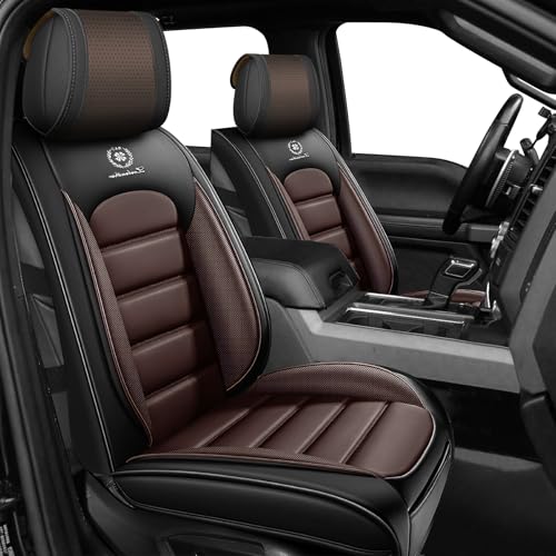Full Set Car Seat Covers for GMC Sierra 1500/2500/3500 Denali SLT AT4 AT4X Base Seat Covers 2008-2026, Waterproof Premium Nappa Leather Seat Protectors(Standard 5 Seats/Black&Coffee) - color: Black&Coffee, size: Standard 5 Seats