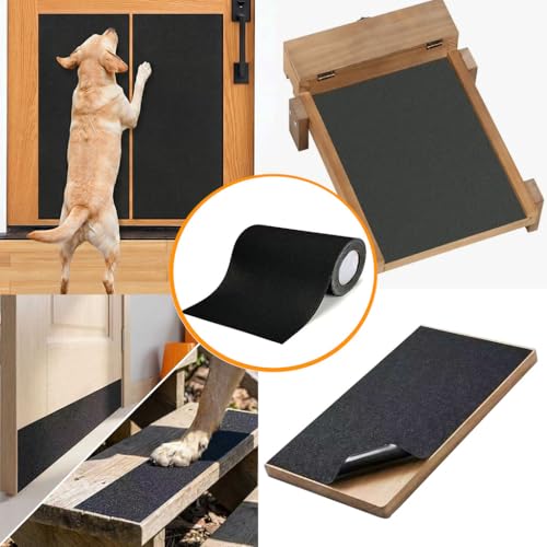 Dog Door Scratch Protector, Self-Adhesive Pet Scratch Pad for Door & Wall, Dog Nail Filing Board Alternative to Nail Clippers, Protects Doors from Scratching 10in x 10ft (White)