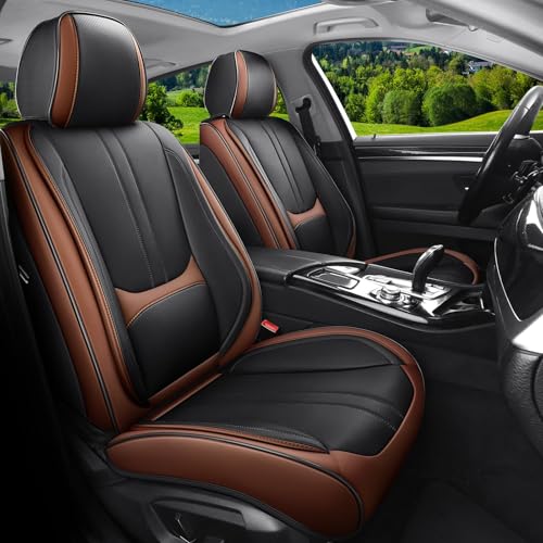 Car Seat Covers Full Set Fit for Lincoln Continental 2016-2020,Premium Faux Leather Car Seat Protector with Lumbar Support,Breathable Anti-Slip Full Wrapping Edge Seat Covers(Black&Brown,FullSet) - color: Black&Brown, size: Fit for Continental
