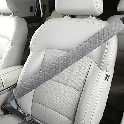 HighnessHwoo Extra Long Seatbelt Covers for Adults Kids Women & Men, Soft Car Seat Belt Strap Cushion for Sedan, SUV, Trucks, Shoulder Neck Chest Protector Pads, Auto Accessories, 1pc, Gray, 25.5in