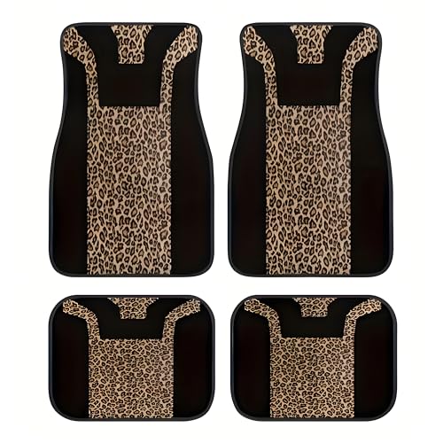 Universal Fit Car Floor Mats Set of 4Pcs, Irregular Leopard Print All-Weather Front Rear Car Carpet Mats, Non-Slip Car Floor Mat Car Accessories for Automotive Trucks SUV Sedans Vans - color: Irregular Leopard Print