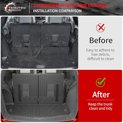 Floor Mats Compatible with 2016-2025 2026 Dodge Durango 6 Seats Cargo Mat Back Seat Protector Trunk Liner 2024 Durango Accessories (Fit 6 Seats, 3rd Row Backrest Mats+Trunk Mat+Floor Mats) - style: For Dodge Durango 6-Seater | 2016-2026