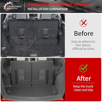 Floor Mats Compatible with 2016-2025 2026 Dodge Durango 6 Seats Cargo Mat Back Seat Protector Trunk Liner 2024 Durango Accessories (Fit 6 Seats, 3rd Row Backrest Mats+Trunk Mat+Floor Mats) - style: For Dodge Durango 6-Seater | 2016-2026