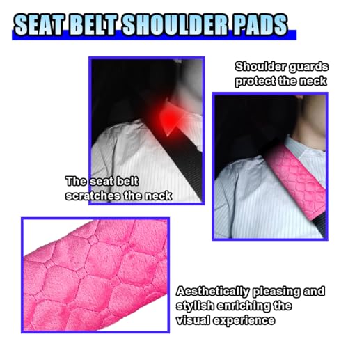 5PCS Car Seat Belt Pads Cover - Soft Comfort Seatbelt Covers Protect Your Neck and Shoulders - Auto Seat Belt Shoulder Strap Cover Protector Pads - Shoulder Cushion Harness Pad for Car/Bag (Rose Red) - color: Rose Red