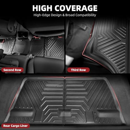 YITAMOTOR Floor Liner and Cargo Mats Fit for Honda Odyssey 2018-2026 Mini Passenger Van, All Weather TPE Car Floor Liners,Durable Anti-Slip Accessories, 1st & 2nd & 3rd Row & Cargo Liner, Black - style: 18-26 Honda Odyssey 1st &2nd &3rd &Cargo Liner