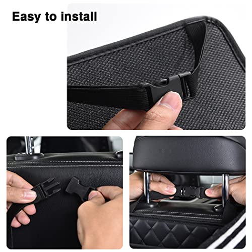 Car Back Seat Organizer, Hanging PU Leather Car Storage Bag, Compatible with Most Vehicles Interior Accessories Organizer (Black(2Pack))