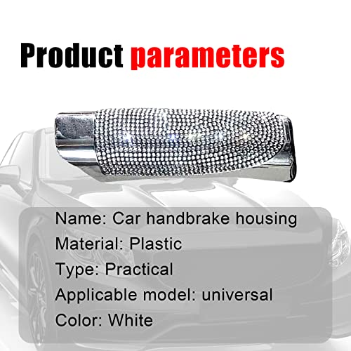 QODOLSI Pack-1 Bling Car Handbrake Cover, Diamond Studded Car Shift Gear Cover, Rhinestone Handbrake Protective Cover, Handbrake Shell Pull Handle Cover (White)