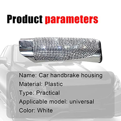QODOLSI Pack-1 Bling Car Handbrake Cover, Diamond Studded Car Shift Gear Cover, Rhinestone Handbrake Protective Cover, Handbrake Shell Pull Handle Cover (White)