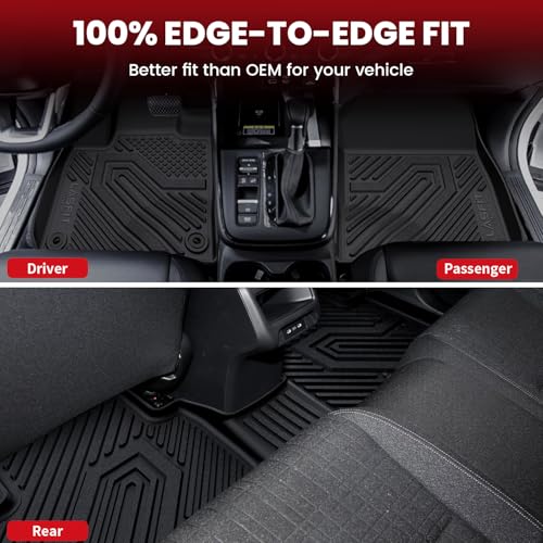 LASFIT Floor Mats & Cargo Mat for Honda HRV 2016-2022 (AWD Model), All Weather TPE Custom Fit HR-V Floor Liner Accessories, 1st & 2nd Row & Trunk Mat Full Set, Black (Not for FWD) - size: 6）For Honda HR-V AWD | 2016-2022 | Full Set