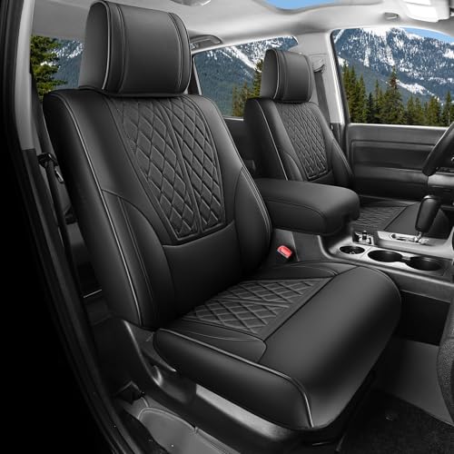 Seat Covers for Toyota Tundra 2022 2023 2024 2025 2026 Custom Fit Full Set, Waterproof & Durable Leather Seat Covers for Car - Black (for SR/SR5 Only, NO Rear Armrests) - color: Black, size: 2022-2025 Full Set