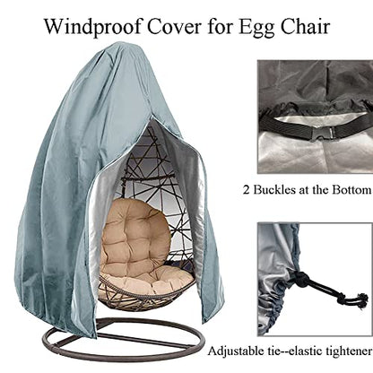 【Upgraded】Patio Egg Chair Covers with Zipper, Wicker Egg Swing Chair Covers, Waterproof Heavy Duty Weather Resisatnt Outdoor Chair Cover, Windproof Hanging Chair Cover, 75" x 45", Grey, 1 Pack - color: Grey, size: Single Seat 75'' (L) x 45''(W)