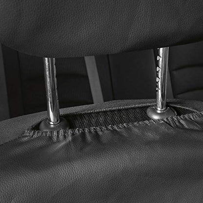 Motor Trend Black Stitched Faux Leather Car Seat Covers – Premium Automotive Bucket Front Seat Covers, Made for Vehicles with Removable Headrests, Fits Most Car Truck SUV