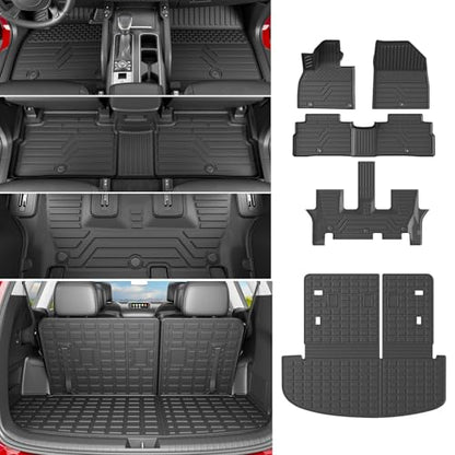 powoq Floor Mat Compatible with 2020-2025 Kia Telluride Trunk Mat with Backrest Mat 3rd Row Replacement for 2020-2022 2023 2024 2025 Kia Telluride Accessories(Trunk Mat with Backrest Mat,Floor Mat) - size: Compatible with Kia Telluride | 2020-2025