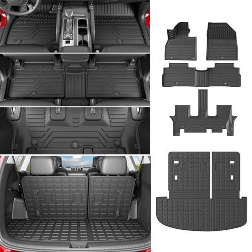 powoq Floor Mat Compatible with 2020-2025 Kia Telluride Trunk Mat with Backrest Mat 3rd Row Replacement for 2020-2022 2023 2024 2025 Kia Telluride Accessories(Trunk Mat with Backrest Mat,Floor Mat) - size: Compatible with Kia Telluride | 2020-2025