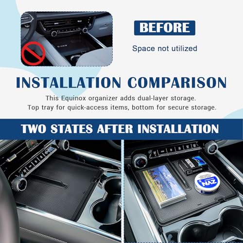 Front Center Console Organizer Tray Compatible with 2025 2026 Chevy Suburban/Tahoe Accessories Interior Console Compartment Cover Hidden Organizer (Full Console w/Bucket Seats Only)
