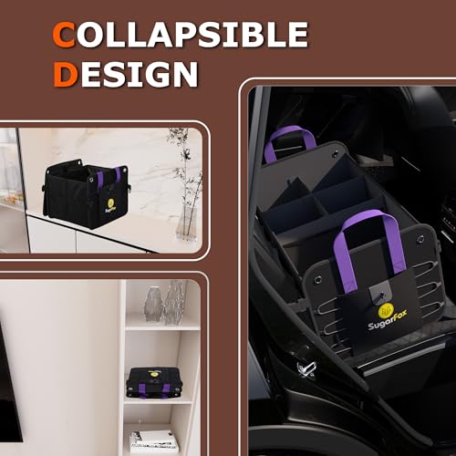 Car Trunk Organizer SUV, 84L SUV Trunk Organizer – Waterproof Foldable Modular Trunk Organizer with Mesh Pockets, Non-Slip Base, Black - M313