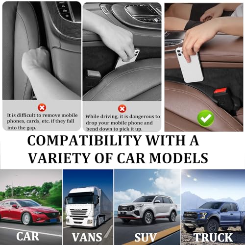 2 Pack Car Seat Gap Filler, Universal Fit Car Seat Gap Plug to Fill The Gap Between Seat and Console, Car SUV Truck Accessories Interior Fit Organizer Stop Cellphone Wallet Keys Coins from Dropping - color: Black